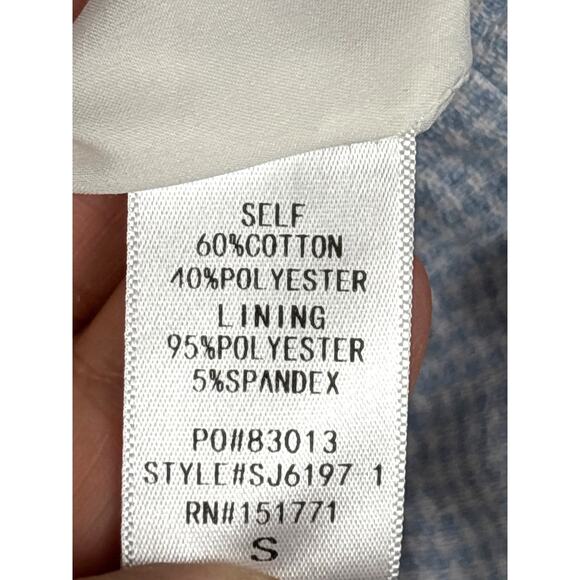 Le Lis Womens Small Blue White plaid Cotton Button-Up Lightweight Lined Shacket - Picture 5 of 6